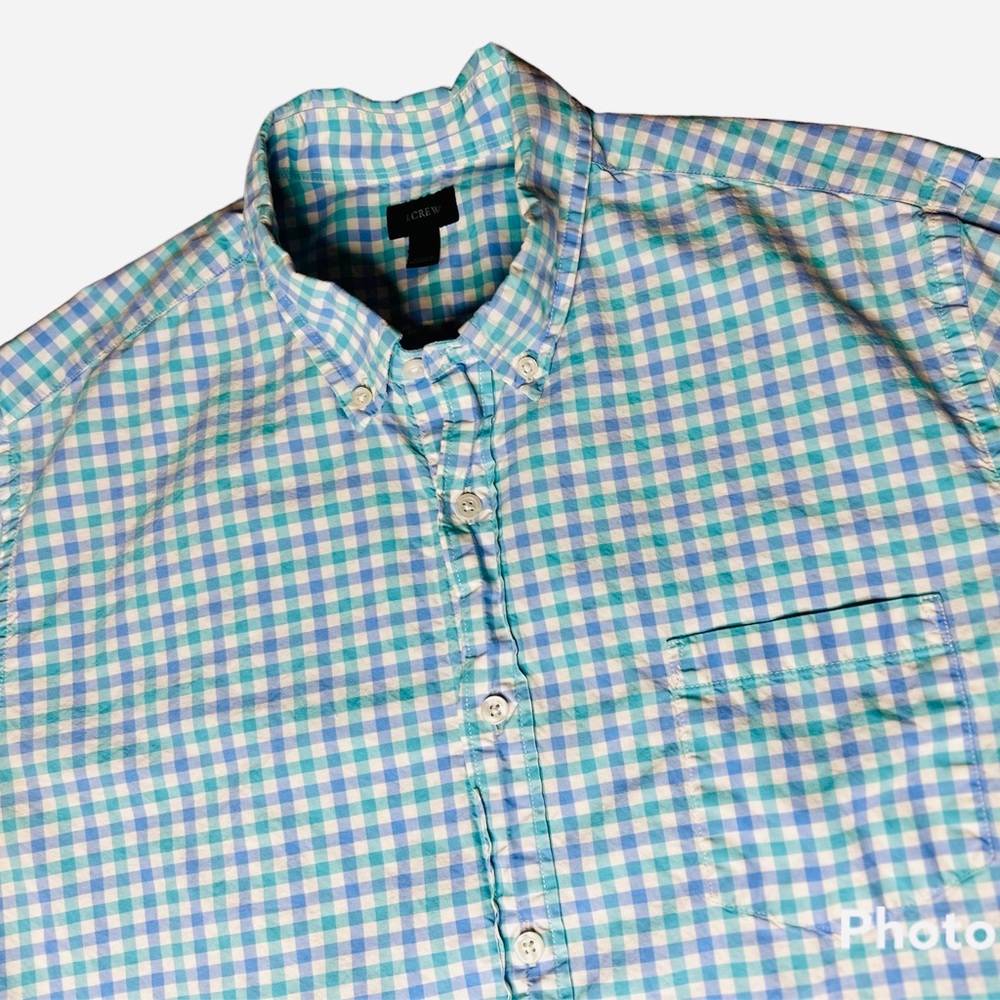 J crew mens  large plaid button down .